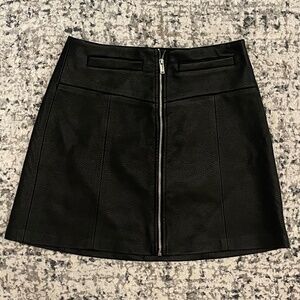 Bershka Black Faux Leather Skirt with Silver Zipper